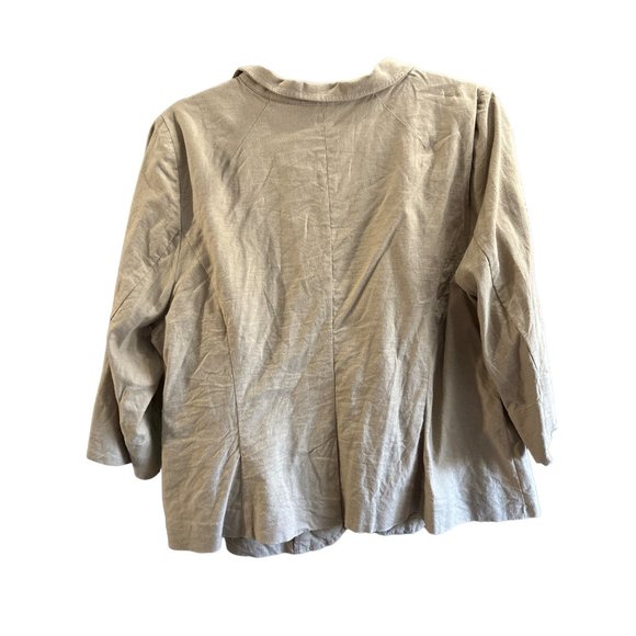 Lane Bryant size 16 tan linen blend unlined 2-4 sleeve button front jacket - Picture 2 of 5